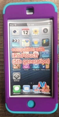 Funda híbrida de goma suave de alto impacto turquesa/púrpura para iPod Touch 5ta generación Foto 1 de 4