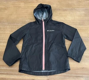 Columbia Jacket Girls XS 6 Long Sleeve Hood Pockets Lightweight Black Pink - Picture 1 of 10