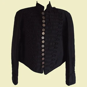 MEN'S Black Military Jacket with Black Braiding - Picture 1 of 4