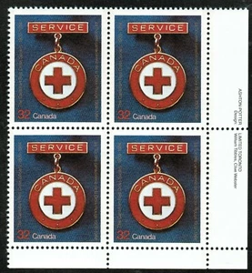 Canada sc#1013 Canadian Red Cross, LR Imprint Block, Mint-NH - Picture 1 of 2