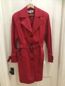 Morena Cartei Brand Red Fully Lined Trench Coat With Matching Belt BNWOT Size 14 - Picture 1 of 6