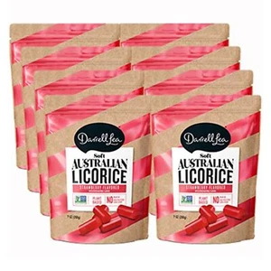 Darrell Lea 7oz Pack of 8 Strawberry Licorice Soft Treats Vegan Non-GMO - Picture 1 of 8