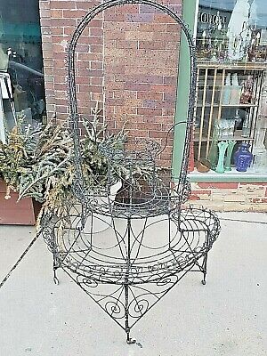 Victorian Antique Heart Shape Wire Metal Art Garden Wedding Flower Plant Stand • 489.99$