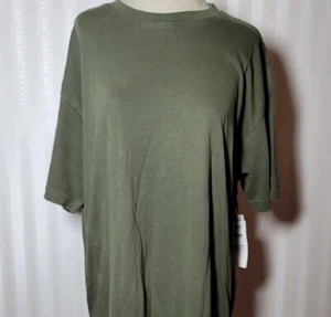 Treasure & Bond Womens Sz M T-Shirt Dress Organic Cotton Olive Green Pockets NWT - Picture 1 of 11