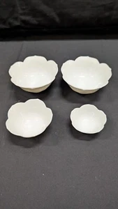 Lote de 4 cuencos de loto blanco vintage a juego blanco Japón - Imagen 1 de 14