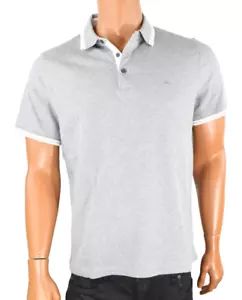 Michael Kors Mens Polo Shirt New M Gray White Stripe Logo Short Sleeves - Picture 1 of 8