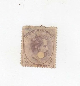 ESPAÑA (MK6848) # 187 F-USADO AGUJERO PERFORADO REPARADO 1p 1870 REY AMADEO/LILA CV $55 - Imagen 1 de 1