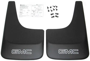 Sierra Yukon Black Contoured Mudflaps Mud Flaps W/ Logo NEW GENUINE GM PAIR - Picture 1 of 7