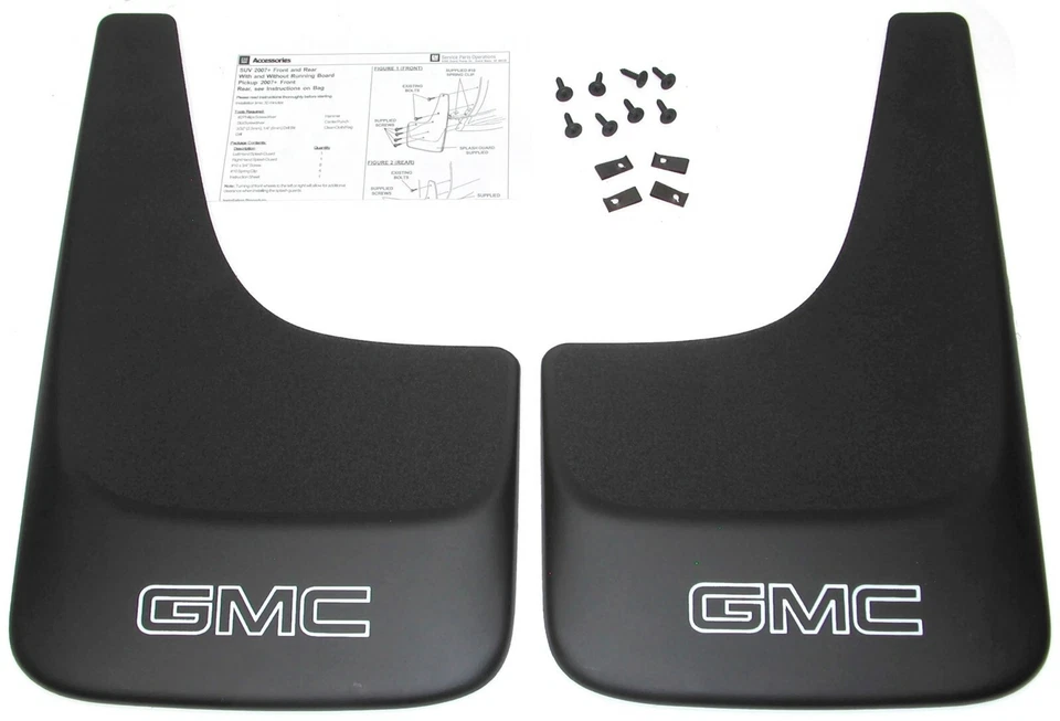 New Genuine GM Black Contoured Mudflaps Mud Flaps W/ GMC Logo Fits Sierra Yukon - Image 1 of 4