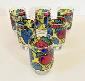 Libbey Faux Buntglas Obstbecher 6er Set Apfeltrauben Vintage 5" 1973 - Bild 1 von 10