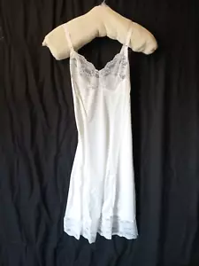 Vintage Slip Nightgown Lingerie Lace Nylon Sz S 32 Bust White 1960s NOS - Picture 1 of 8