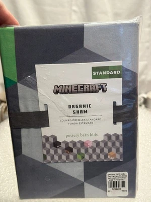 Pottery Barn Kids (1) estándar Minecraft algodón orgánico farsa estándar NUEVO con etiquetas Foto 1 de 3