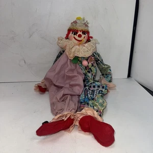 Handgefertigte 25" Holzkörper Clown/Harlekin Narr Puppe-Rüschenkragen, Bommeln - Bild 1 von 3
