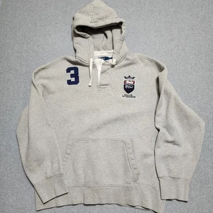 Polo Ralph Lauren Felpa con Cappuccio Uomo XXL Grigio Crest Rugby Pullover Grande Logo 867 Madison - Foto 1 di 11