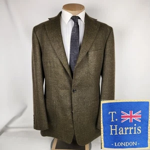 T Harris London Blazer Mens 44L Brown Lambswool Sports Coat Jacket 3 Button - Picture 1 of 12