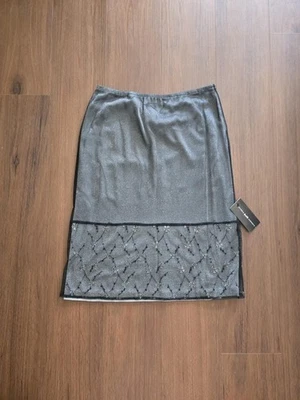 Vintage 1990s/90s, 2000s black floral lace skirt. Deadstock glitter, silver... - Image 1 of 4