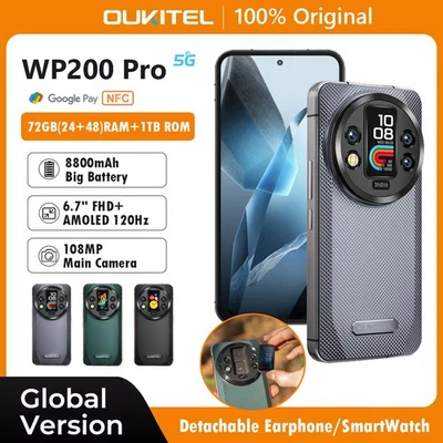 Global Oukitel WP200 Pro 5G Rugged Phone Detachable Rear Screen 72GB+1TB 108MP - Image 1 of 4