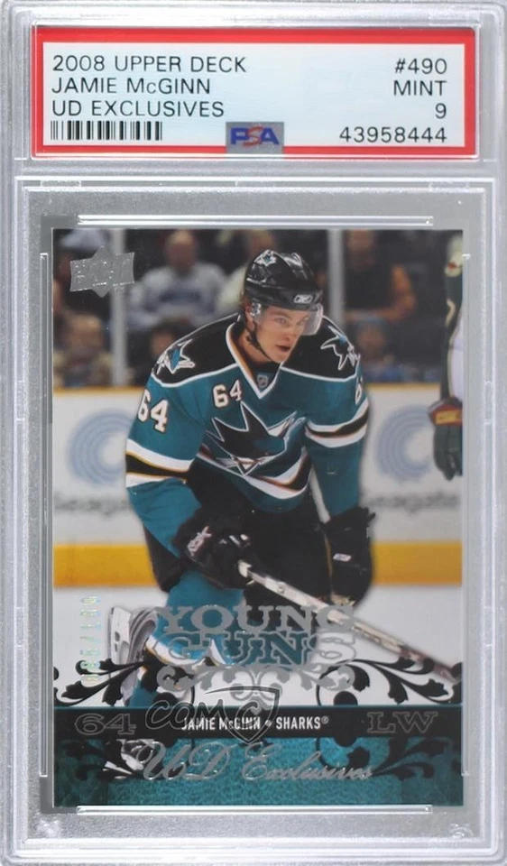 2008 Upper Deck Young Guns UD Exclusives /100 Jamie McGinn PSA 9 MINT Rookie RC - Image 1 of 2
