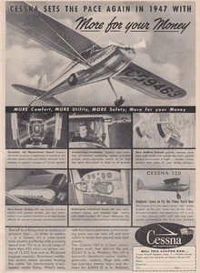 1947 Cessna: Sets the Pace Again in 1947 Vintage Print Ad - Picture 1 of 1
