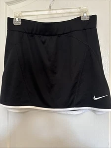 NIKE Dri Fit Falda Tenis Negra Borde Blanco/Logotipo Cordón Cintura Elástica M Nueva - Imagen 1 de 9