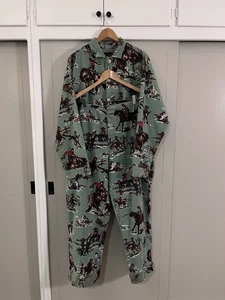 Nick and Nora VTG Famous By Kurt Cobain Flannel Rodeo Round Up Pajama Set Large - Picture 1 of 24