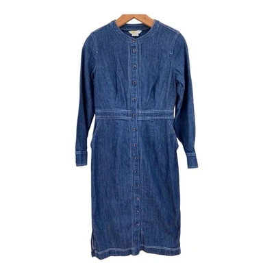 Boden Blue Denim Jean Shirt Dress Size 6L 6 Long Casual Pockets Long Sleeve Fall - Image 1 of 4