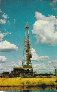 Vintage Texas Chrome Postcard Drilling Rig Oil Industry Steel Derrick - Imagen 1 de 2
