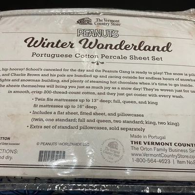 Nuevo Peanuts Winter Wonderland Doble Franela Estampado Nórdico Vermont Country Store Foto 1 de 3