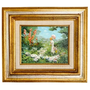 Impressionist Garden Oil on Canvas Painting by Joyce Jenkins 15" x 17.25" - Picture 1 of 5