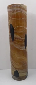 Vaso moderno metà secolo in vetro soffiato a mano ambra e nero 15 3/4" - Foto 1 di 8