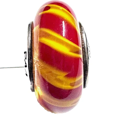Pandora муранского стекла подвеска желтый и красный полоски сняты с производства 790624 - Изображение 1 из 4