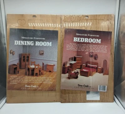 Vtg Dura Craft Wooden Dollhouse Miniature Furniture Dining Room & Bedroom - Image 1 of 4