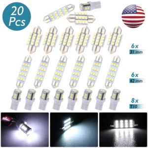 20pcs LED Interior Lights Bulbs Kit Car Trunk Dome License Plate Lamps 6000K NEW - Picture 1 of 12