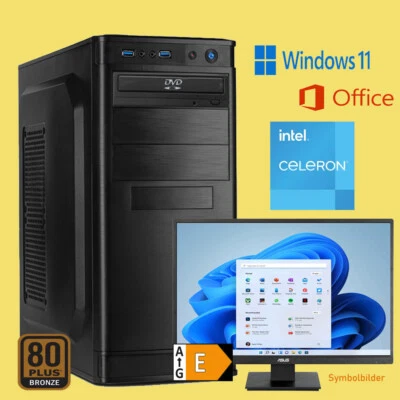 Homeoffice PC Intel Celeron G6900 32GB RAM 500GB SSD 1TB HDD Win11Office Monitor - Bild 1 von 4
