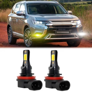 Yellow White LED Fog Light Bulbs Combo Kit For Mitsubishi Outlander 14-2021 2022 - Picture 1 of 11