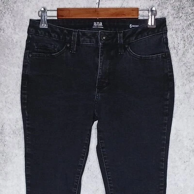 ana womens skinny jeans size 6 stretch faded black mid rise charcoal wash - Image 1 of 4