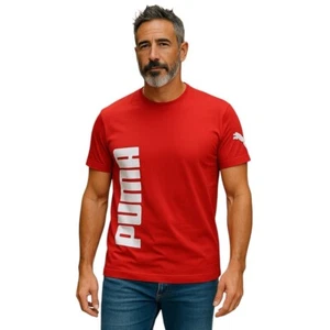 Puma Tee Shirt Men Size XLarge Red Fitness Gym Beach Skate Solid Logo - Picture 1 of 10