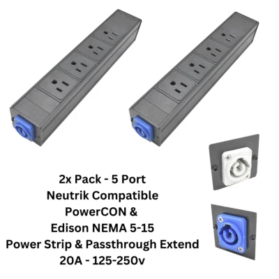 Neutrik Compatible PowerCon a 5-15 Edison Power Strip Distro Quad Box Paquete de 2 Foto 1 de 4