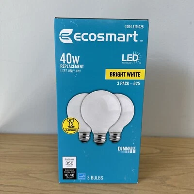 4 40-Watt Equivalent G25 Dimmable Vintage Edison LED Light Bulb White (3-Pack) - Image 1 of 3