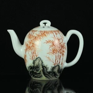5“ China ancient Qing Dynasty Yongzheng diffuse red Bamboo knot pattern pot - Picture 1 of 9