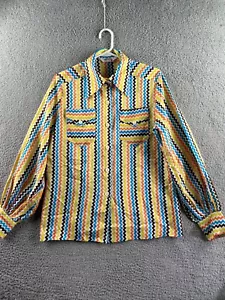 Womens Lady Arrow Multicolor Button Up Long Sleeve Top Two Pocket Size Medium - Picture 1 of 12