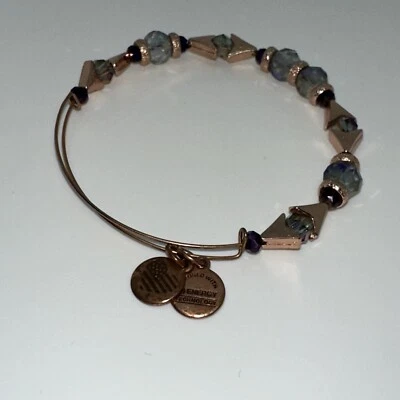 Alex and Ani Pulsera Ajustable Cobre con Cristales Morados/Azules Cuentas Foto 1 de 3