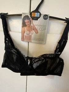 M&S Womens Black Lace Underwired 32C Full Cup Bra NWT - Picture 1 of 6