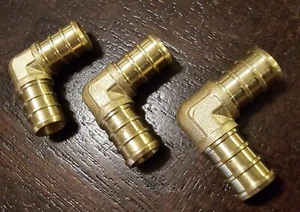 (3) New 1/2" PEX 90 DEGREE BRASS LEAD FREE ELBOWS Fitting Water Line Connector - Picture 1 of 1