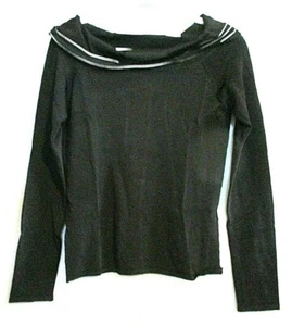 Maglione pullover collo cappuccio White House Black Market taglia small nero bordo bianco - Foto 1 di 7