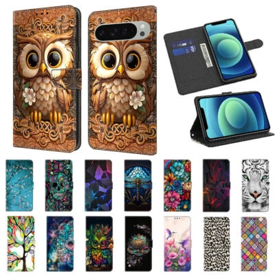 Flower Tiger Owl Wallet Phone Case For Google Pixel 3A 4 4A 5 XL 6A 7A 8A 6 7 8  - Image 1 of 4