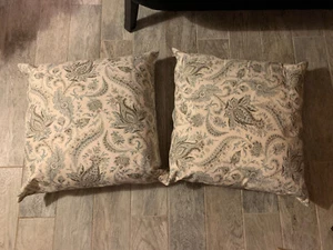 2012 Blue Paisley EuroSham Bed Pillows, Custom Made, set of 2 (26” W x 26” L) - Picture 1 of 6