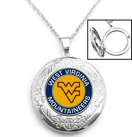 West Virginia Mountaineers Women Sterling Silver Link Chain Necklace, Locket D16 Cover
