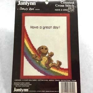 1981 Janlynn Vintage Cross Stitch Kit Rainbow Pride Turtle Have a great Day! - Picture 1 of 4