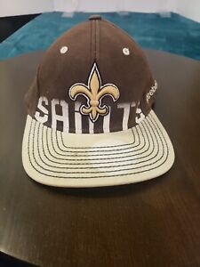 New Orleans Saints Reebok Mens Black Fitted Cap Hat Size Small Spellout Logo NFL